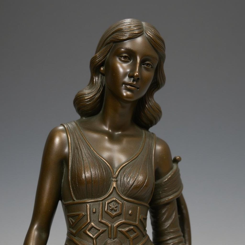 Art Deco Bronze Statue: Female Figure in Geometric Design