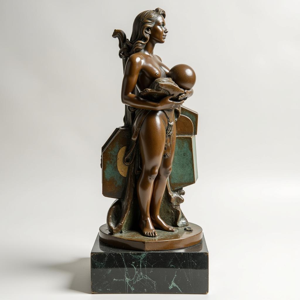 Art Deco Bronze Statue: Geometric Abstract Form