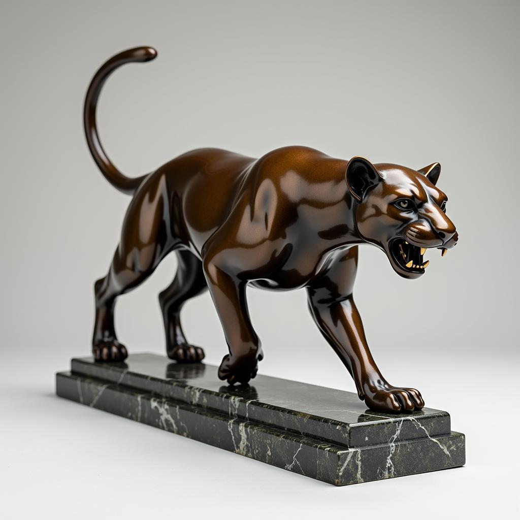 Art Deco Bronze Statue of a Panther in a Dynamic Pose