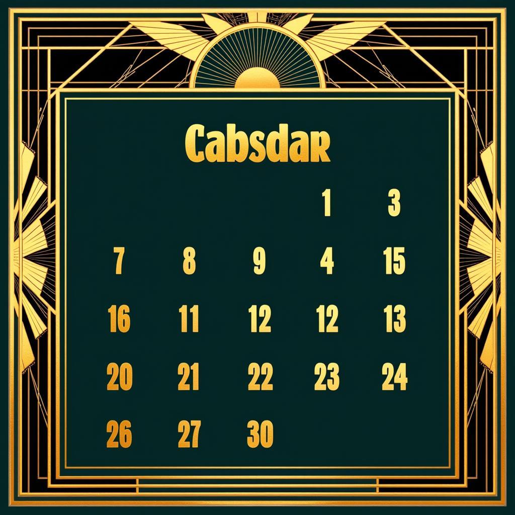 Art Deco Calendar with Geometric Patterns