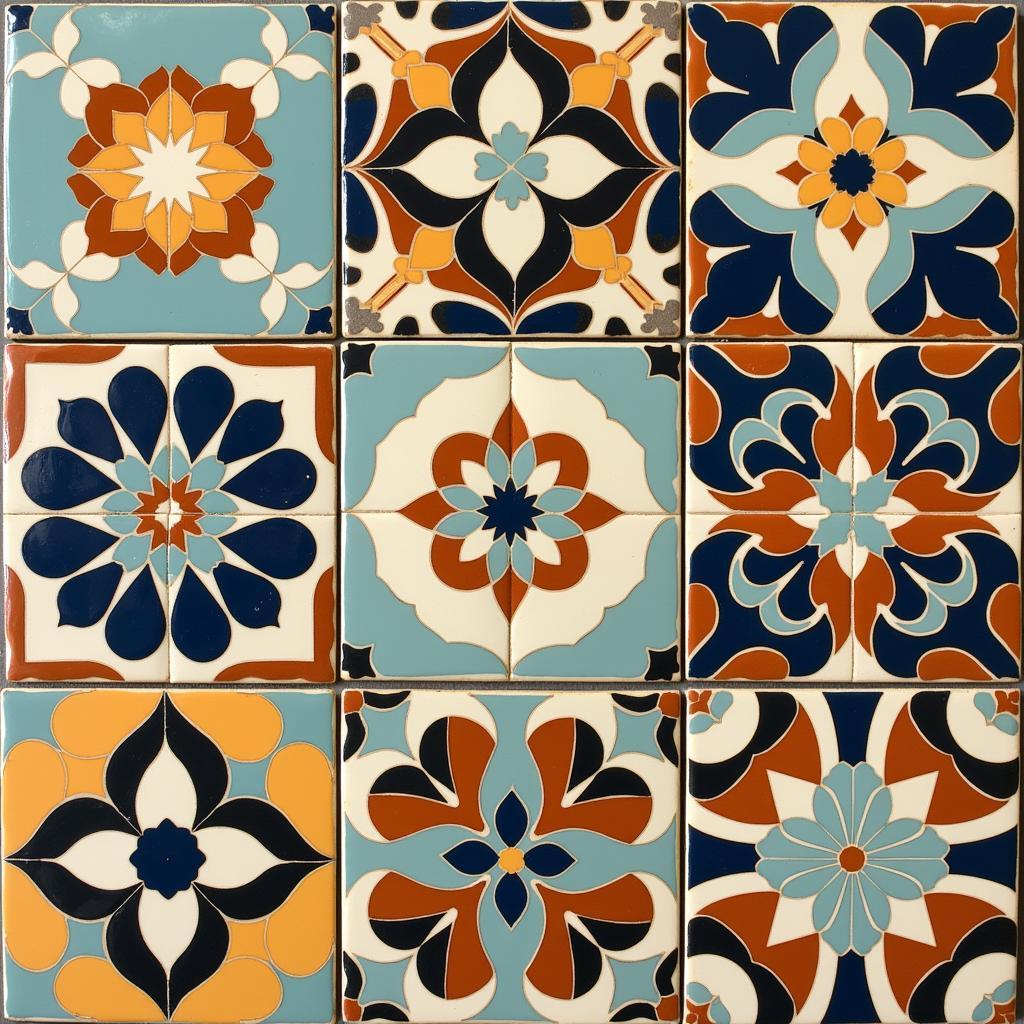 Art Deco Ceramic Tiles with Geometric Patterns