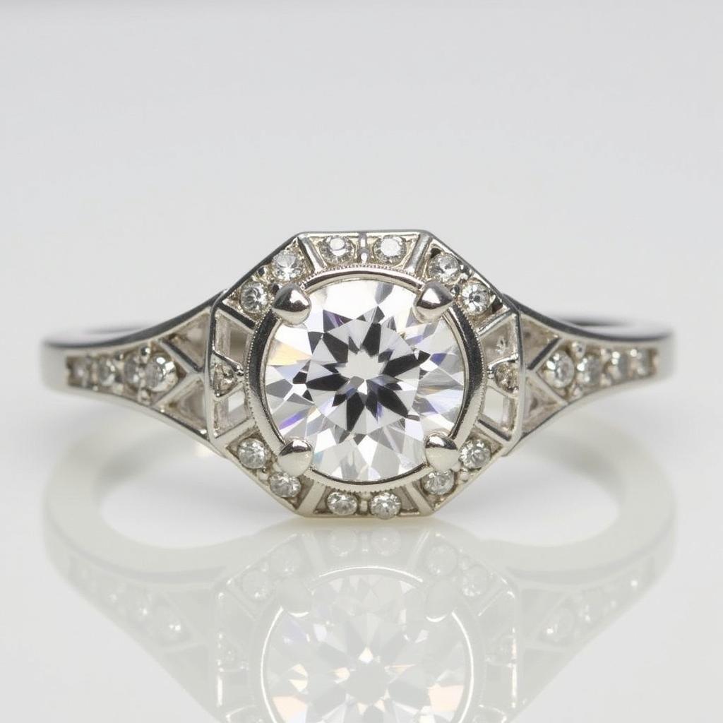 Art Deco diamond ring in platinum setting