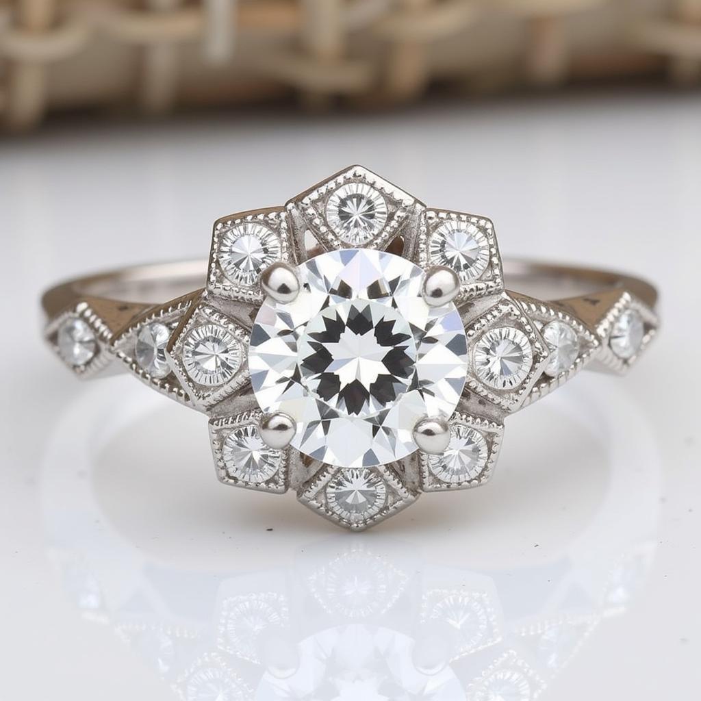 Art Deco Diamond Ring in Platinum Setting