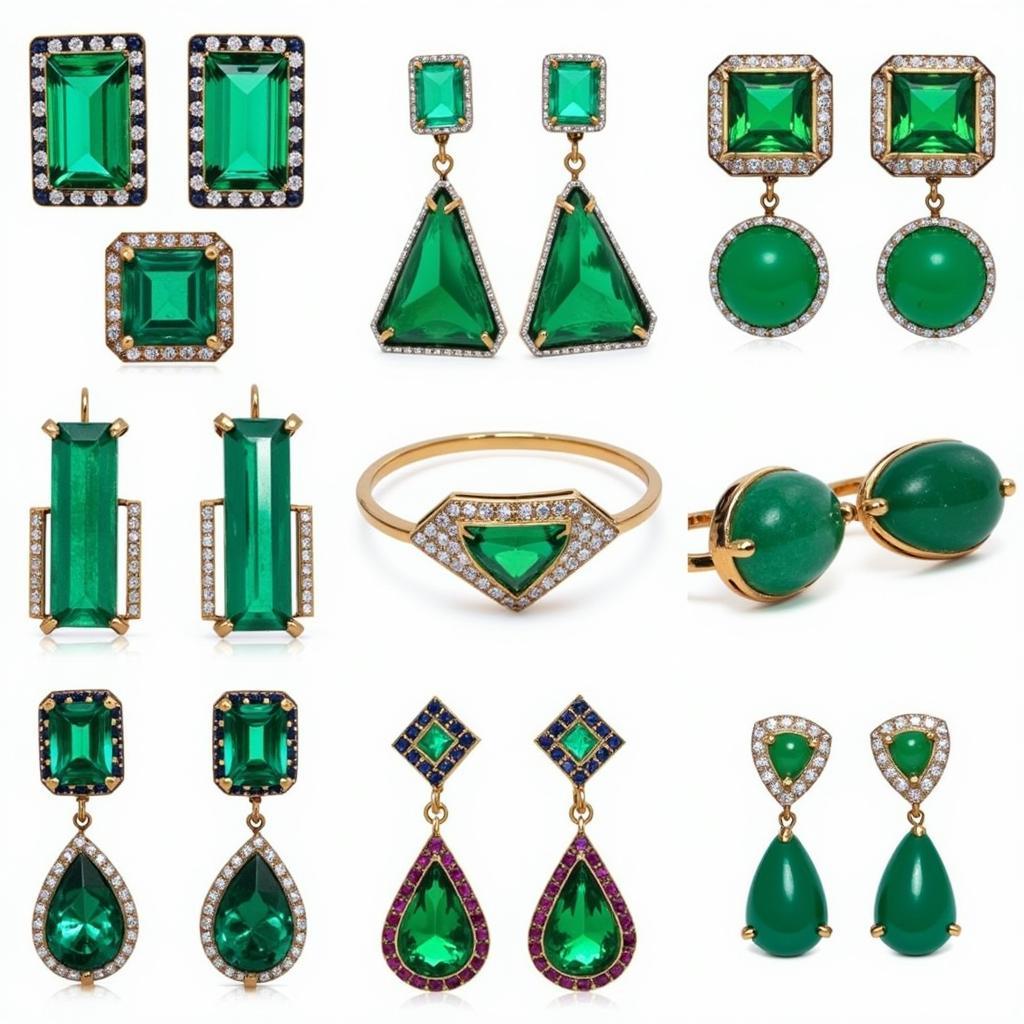 Art Deco Emerald Earrings Design Variations