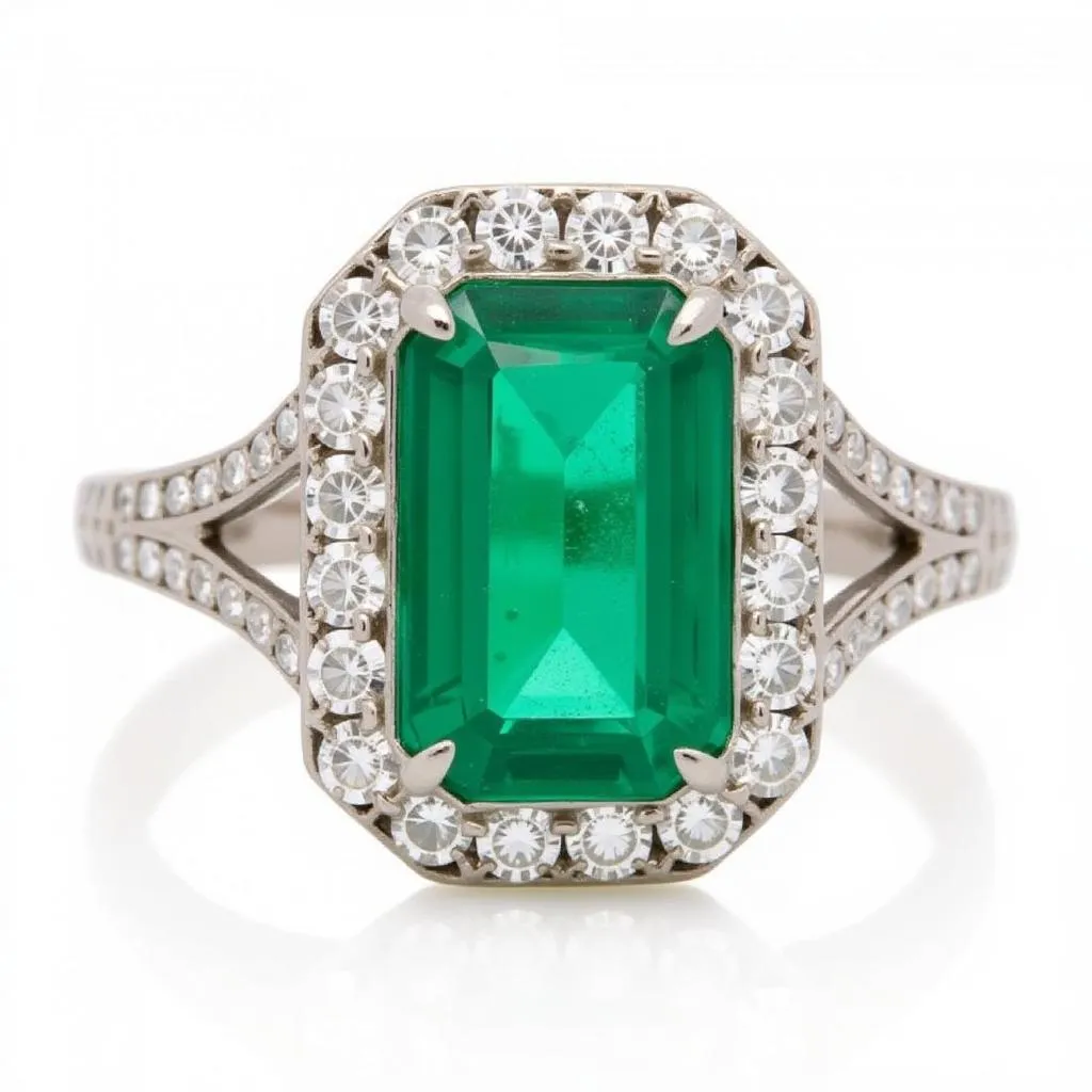 Classic Art Deco Emerald Engagement Ring