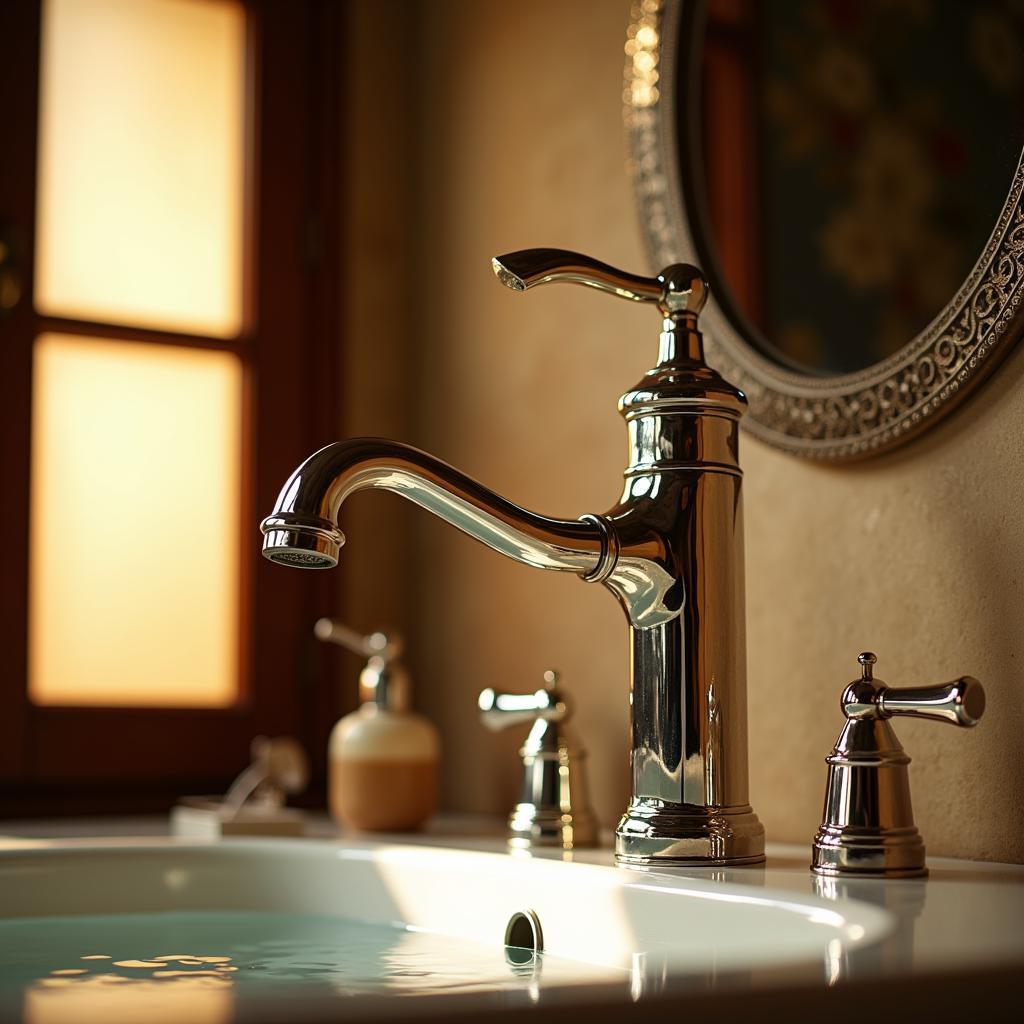 Art Deco Faucet in a Bathroom Interior