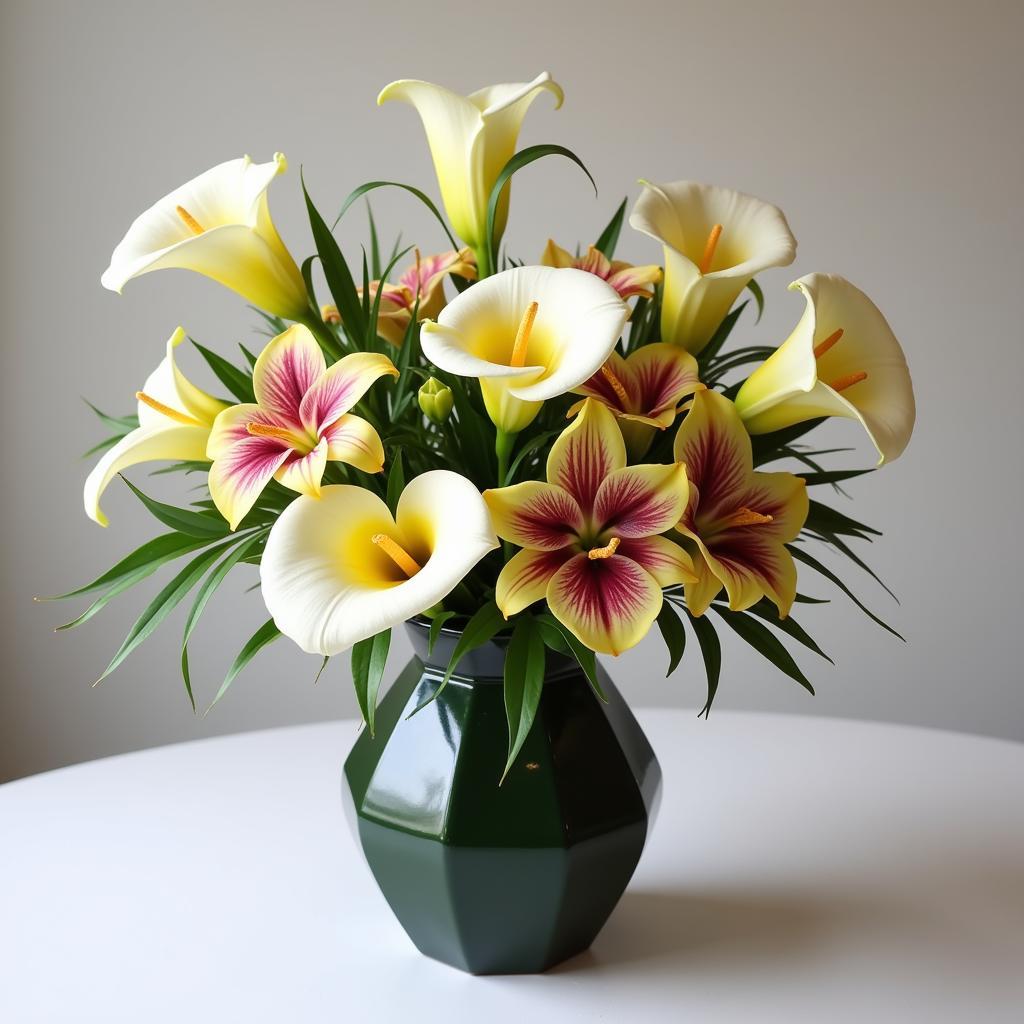 Art Deco Floral Arrangement in a Geometric Vase