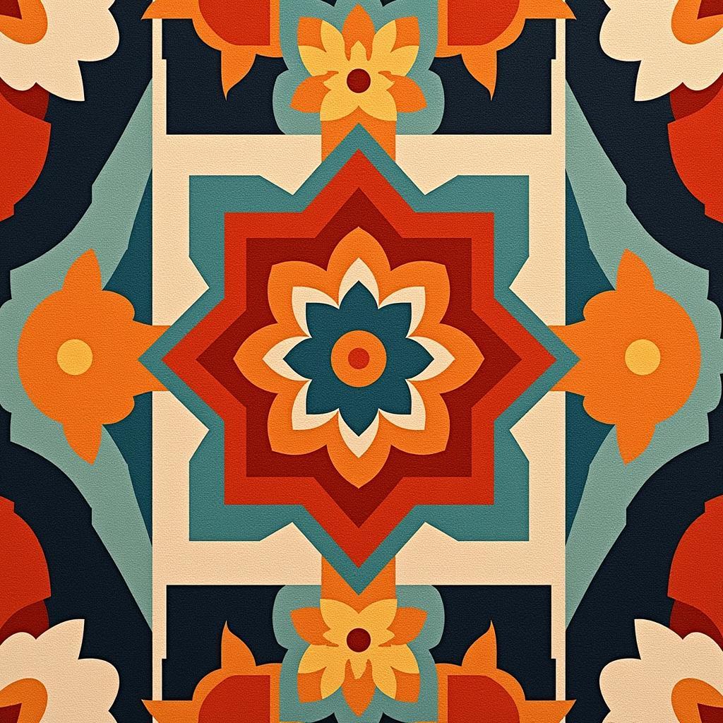 Art Deco Floral Pattern on Textile