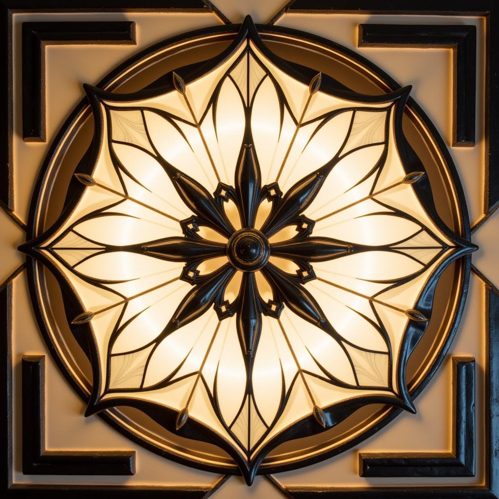 Art Deco flush mount light fixture with geometric design