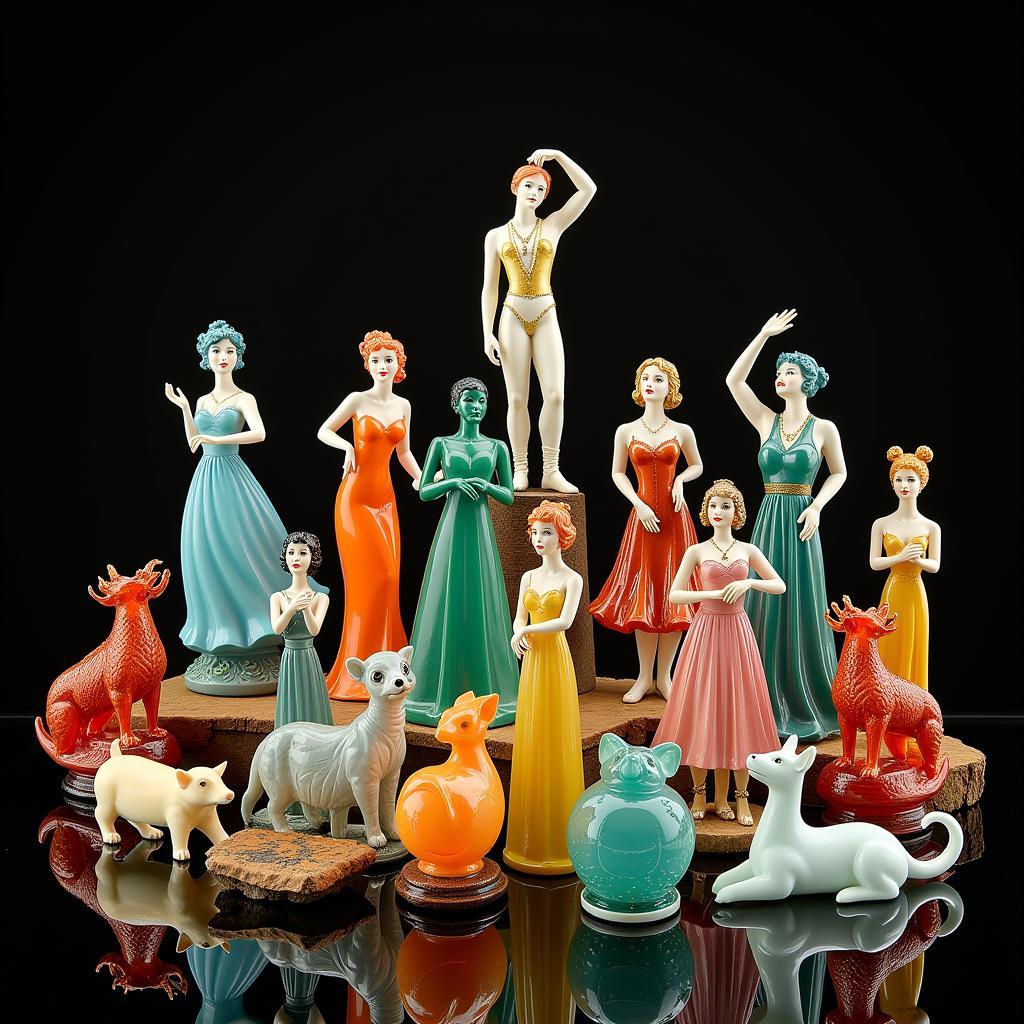 Collection of Art Deco Glass Figurines