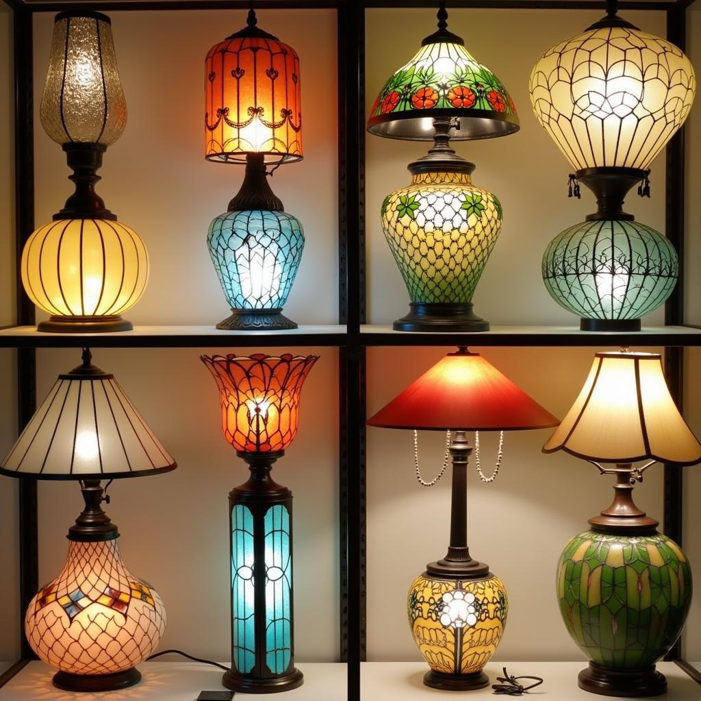 Various art deco glass lampshade designs