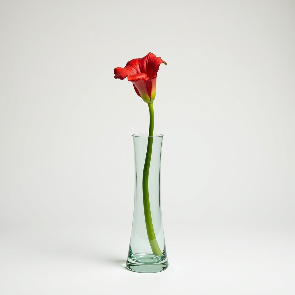 Art Deco glass vase with a single flower