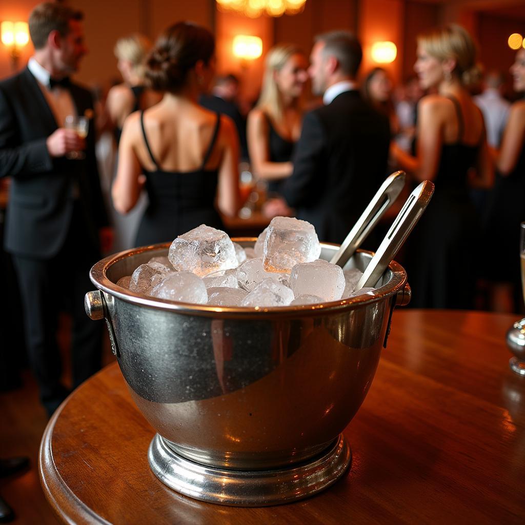 Art deco ice bucket at a cocktail party