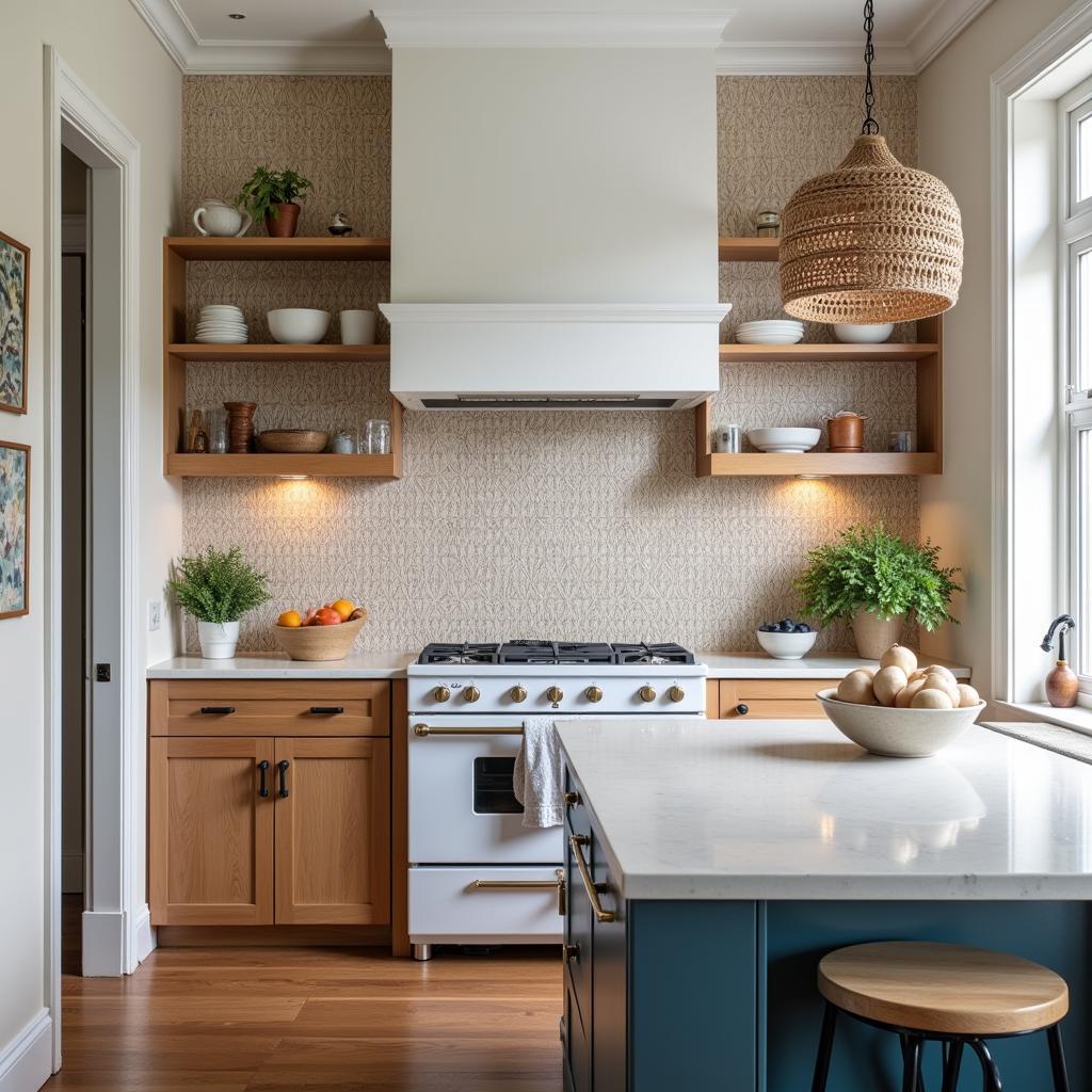 Art Deco Kitchen Backsplash with Intricate Mosaic Tile Pattern