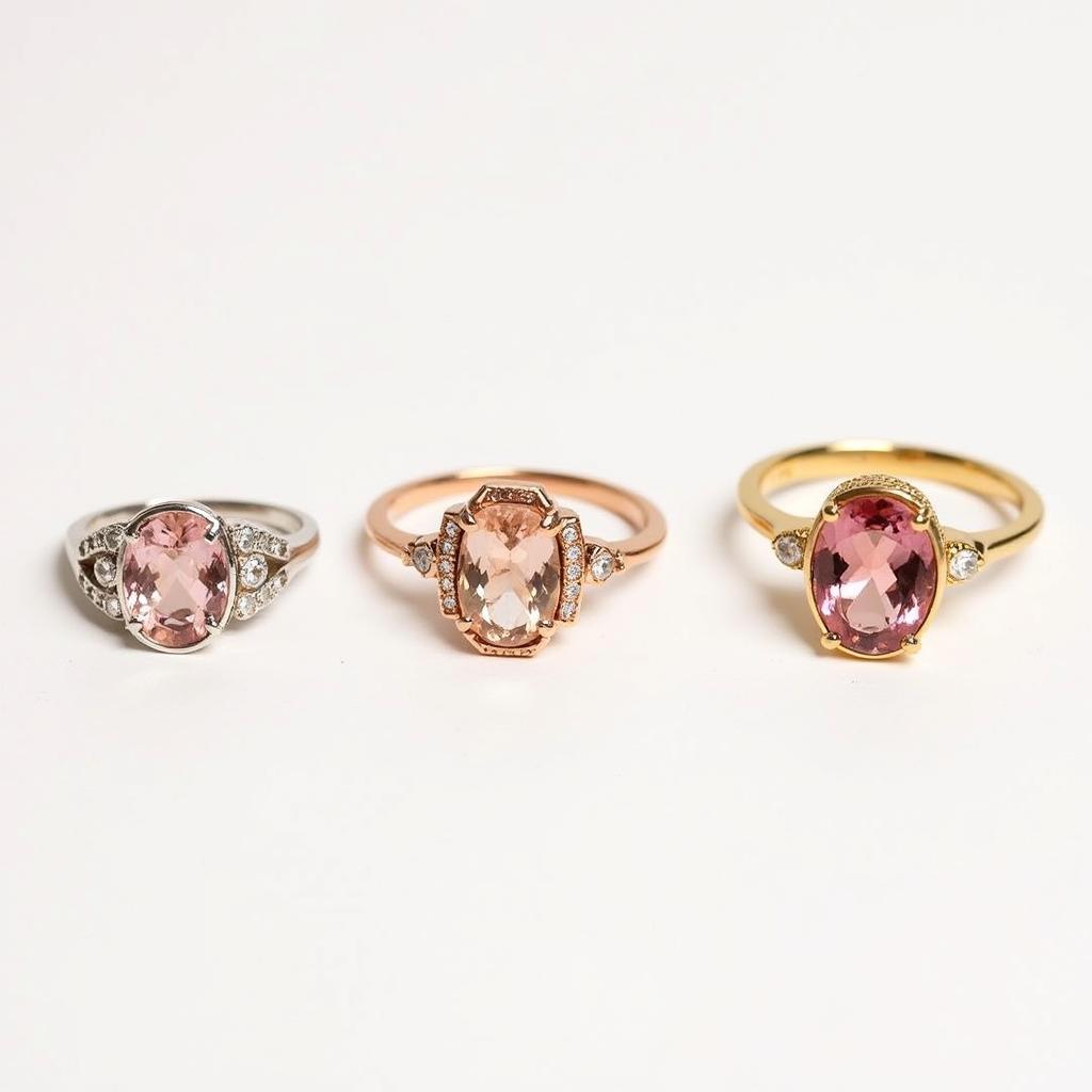 Art Deco Morganite Rings in Different Metal Settings