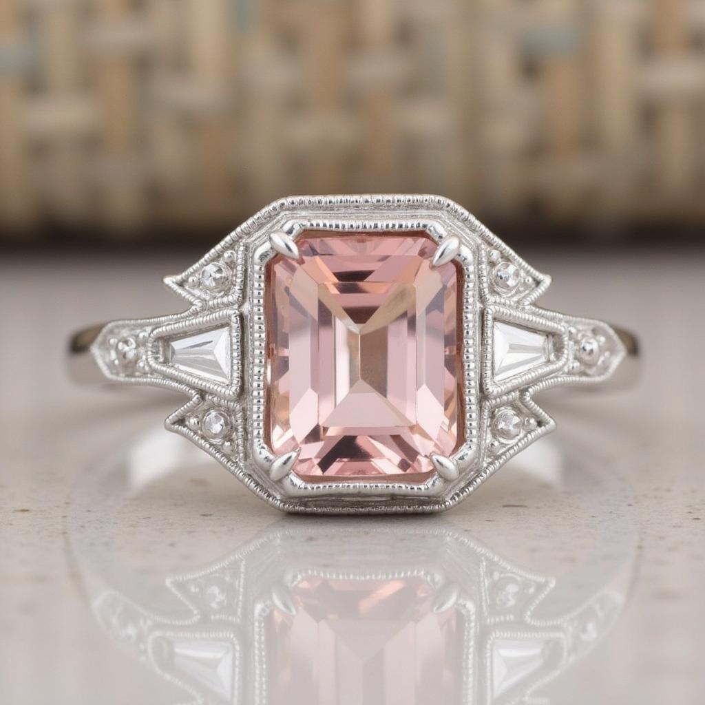 Art Deco Morganite Ring Showcasing Vintage Glamour