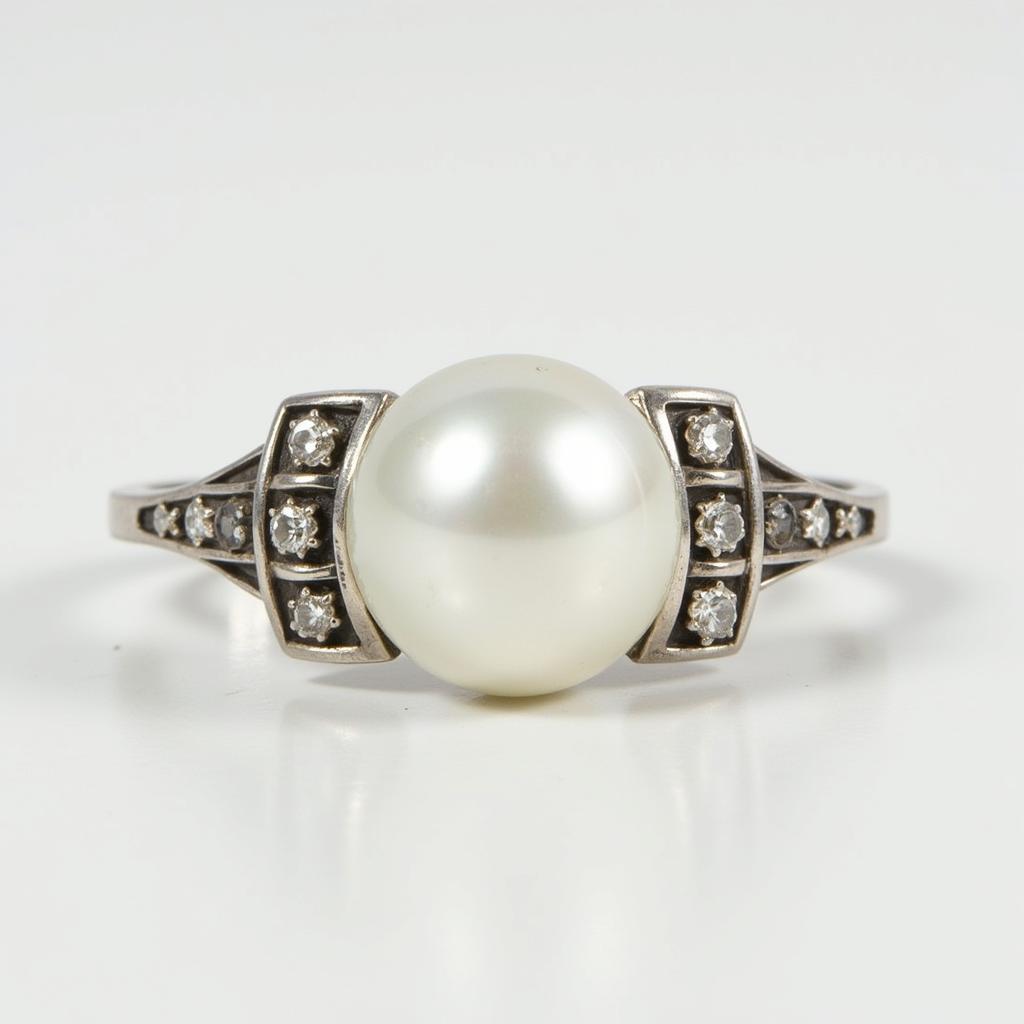 Art Deco Pearl Ring with Platinum Setting