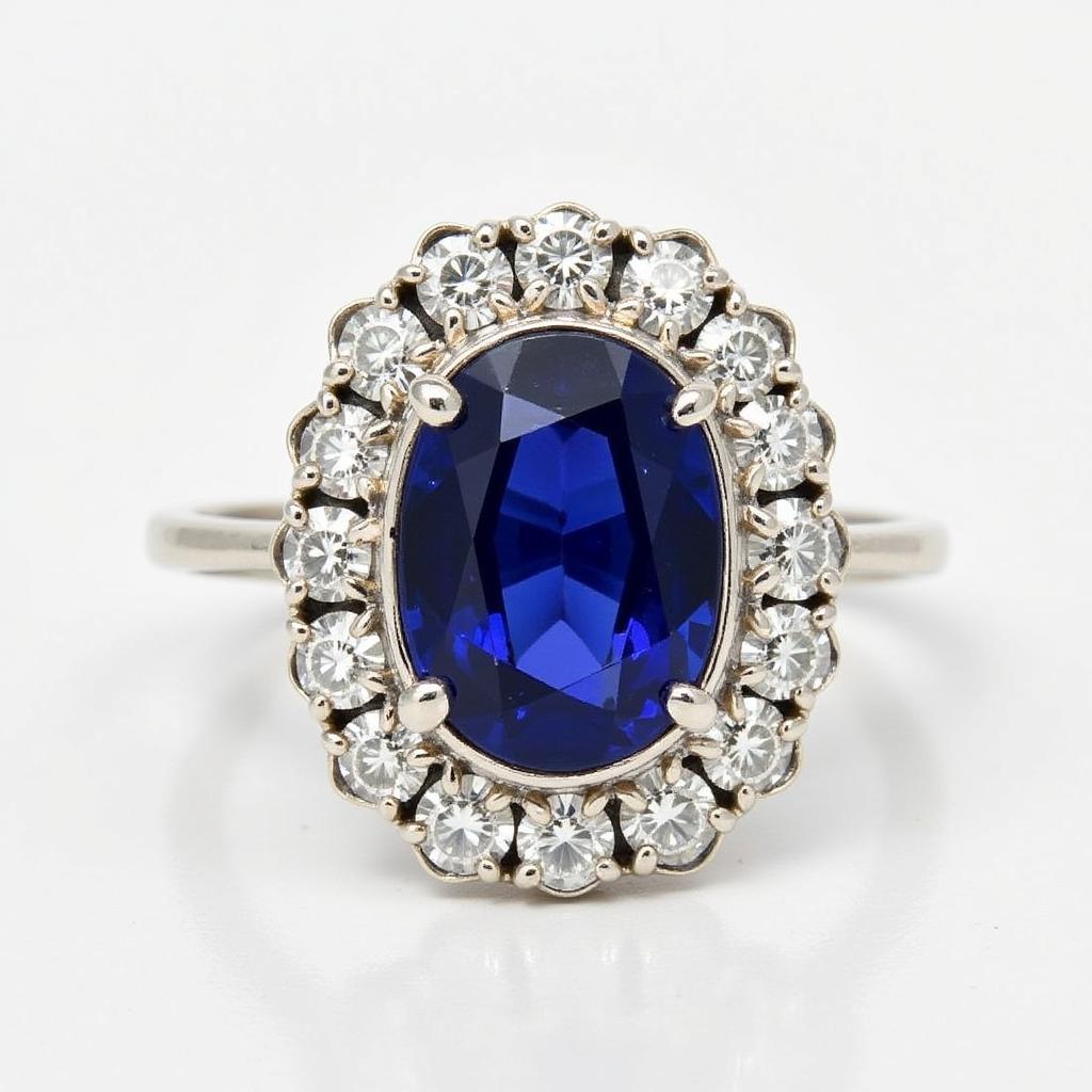 Nhẫn Sapphire Và Kim Cương Kiểu Art Deco