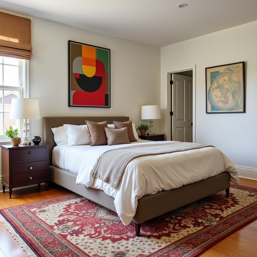 Art Deco Rug in a Bedroom Interior