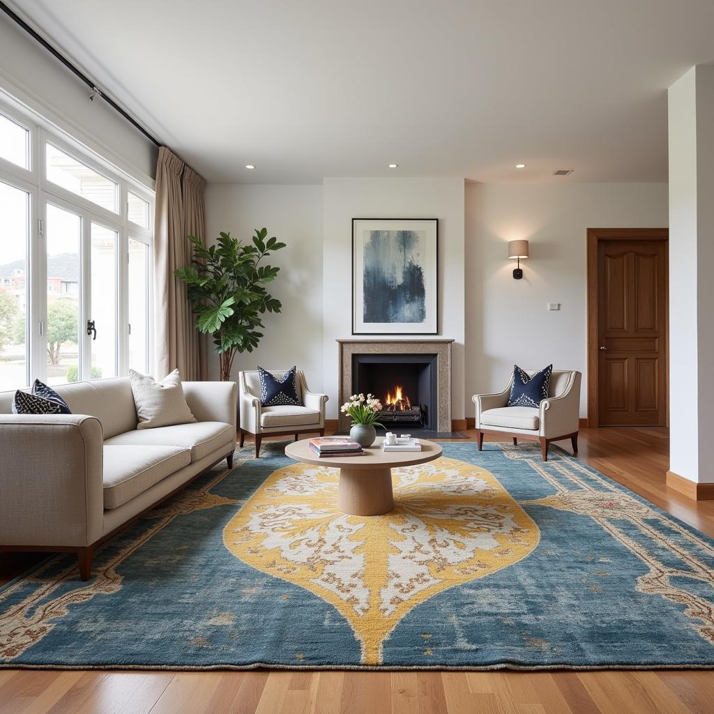 Vintage Art Deco Rug in a Modern Living Room