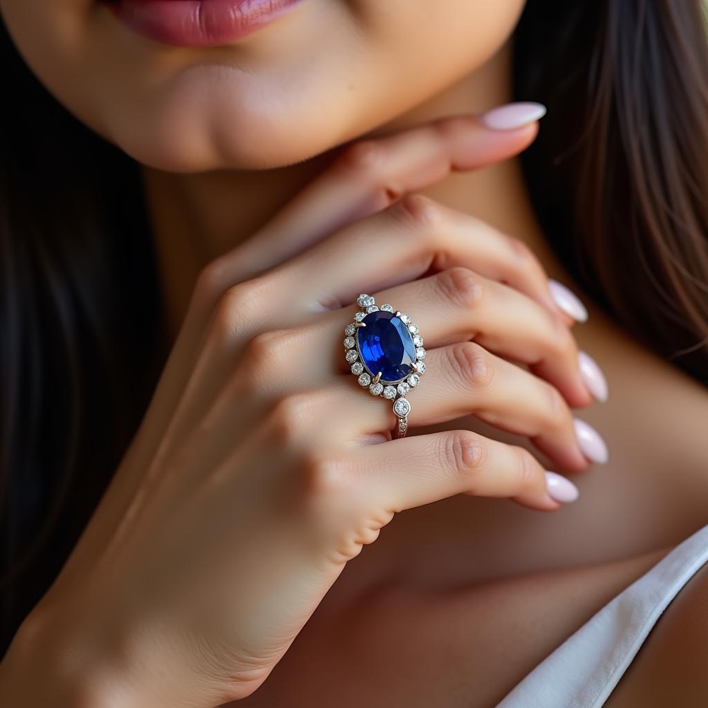 Antique Sapphire and Diamond Art Deco Ring