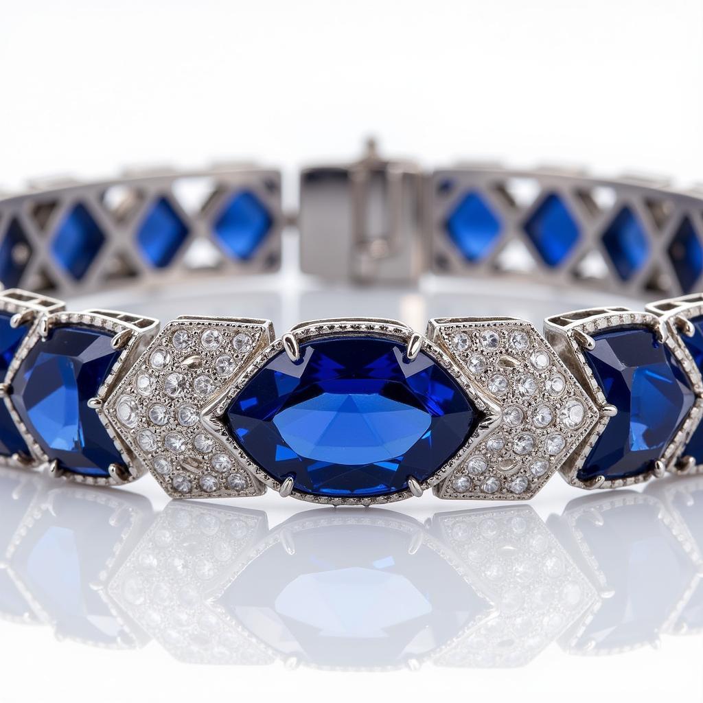 Art Deco Sapphire Bracelet with Geometric Design