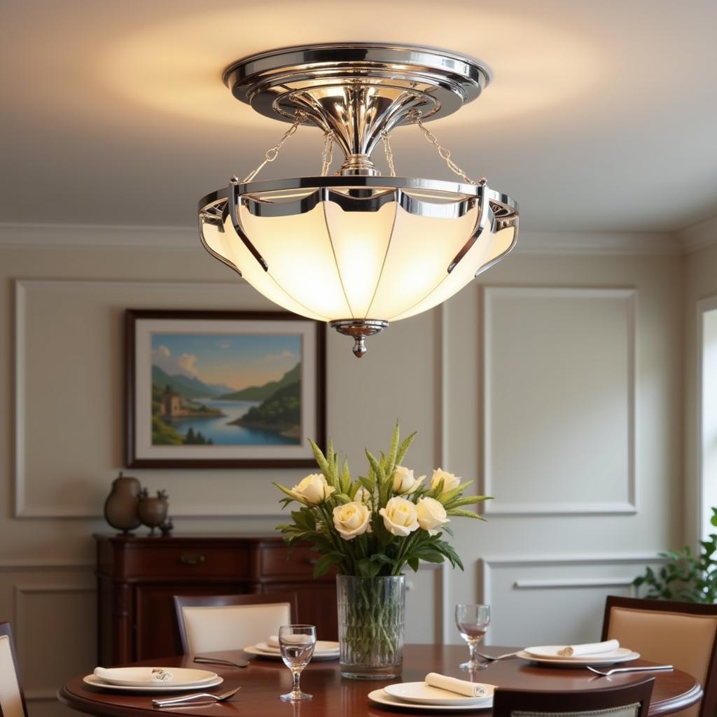 Art Deco Semi Flush Mount in a Dining Room Setting