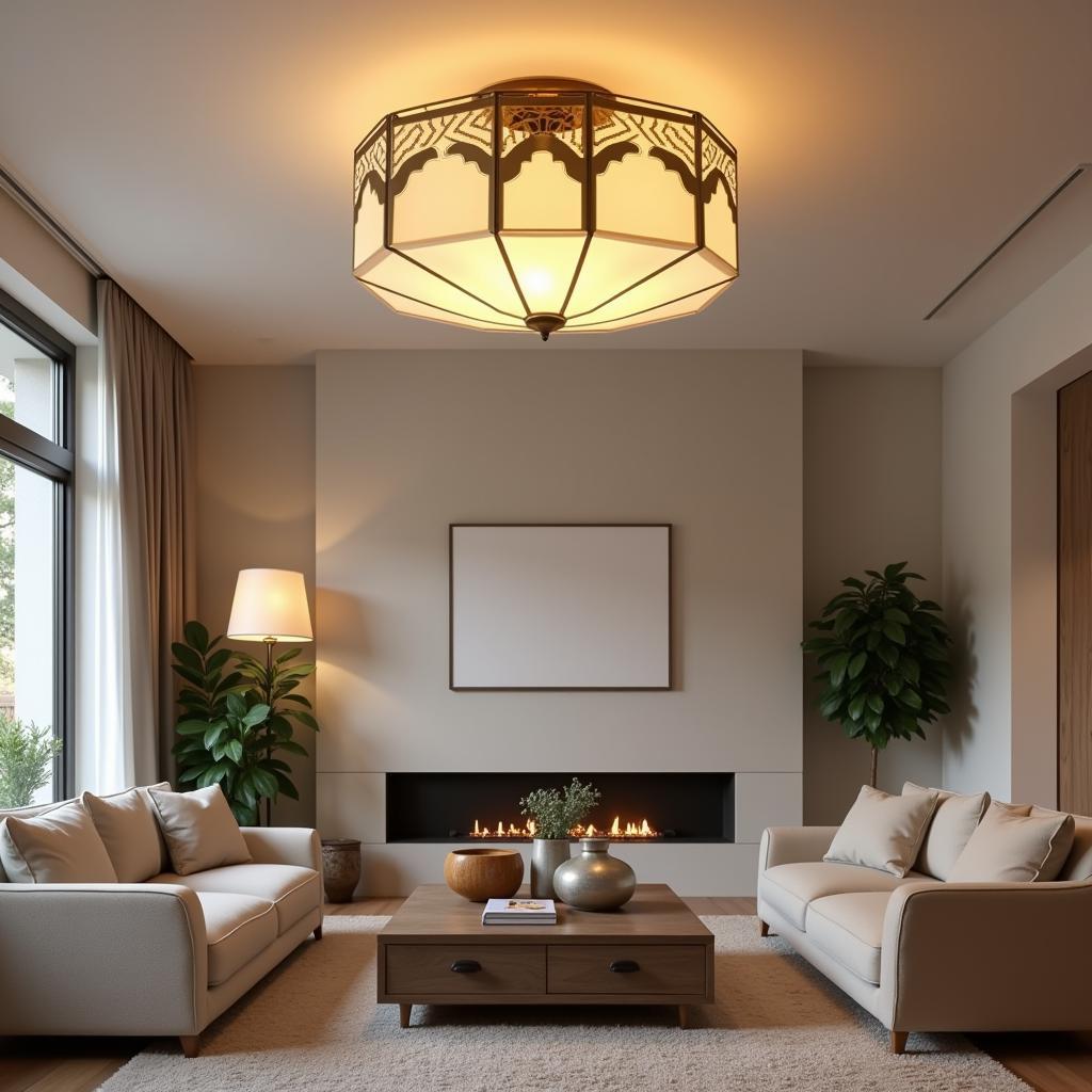 Art Deco Semi Flush Mount in a Living Room