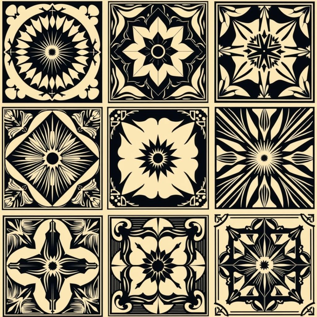 Intricate Art Deco Square Patterns