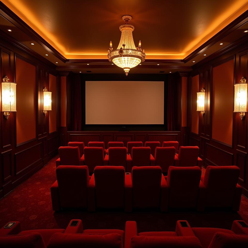 Art Deco Theater Lights in a Home Theater