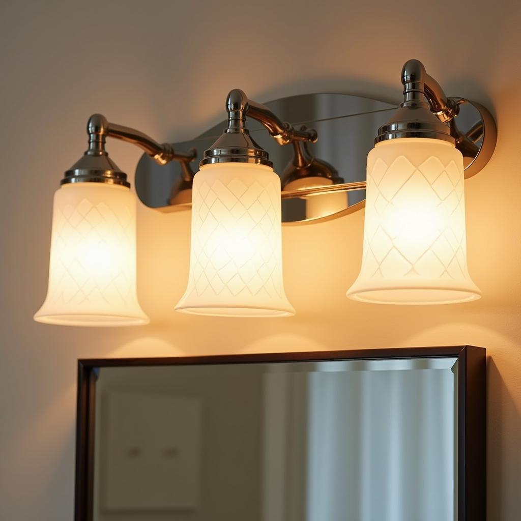 Art Deco vanity lights with frosted glass shades