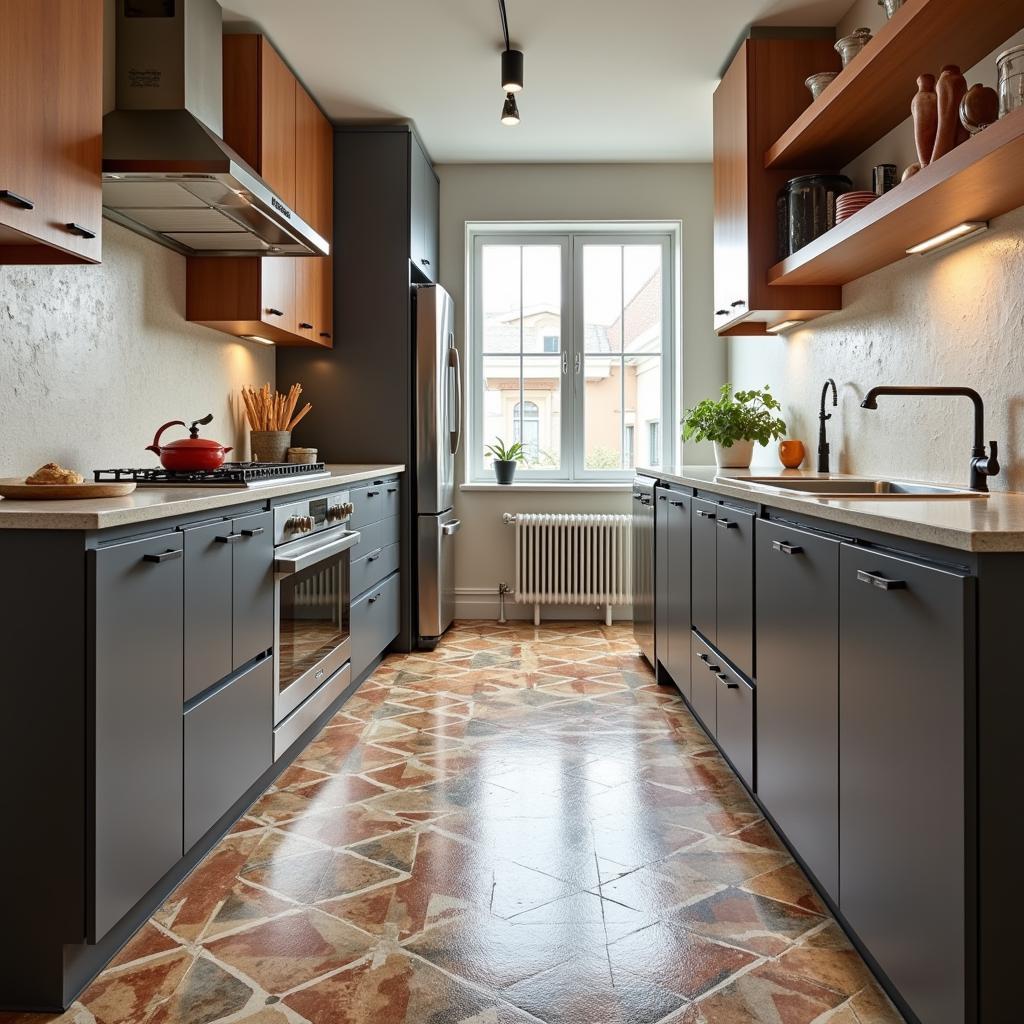 Art Deco vinyl flooring in a kitchen