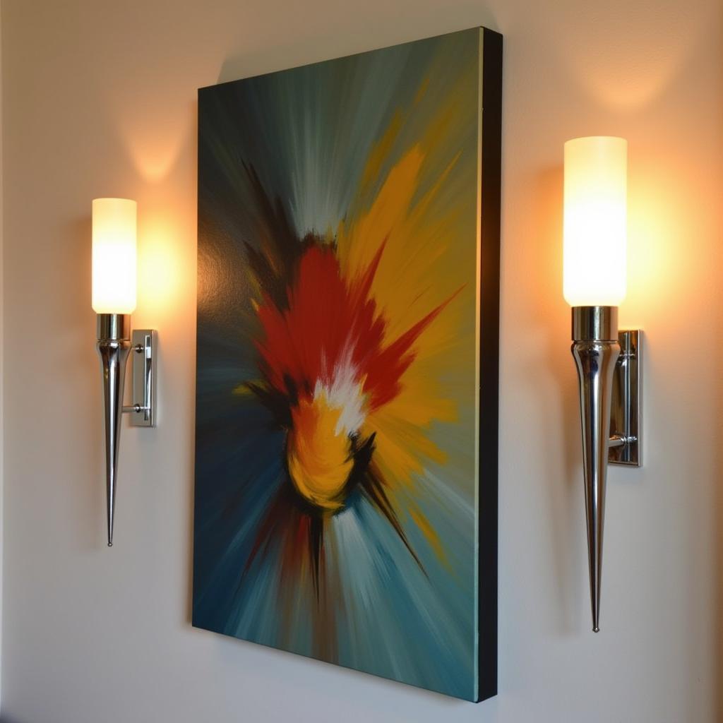 Art Deco Wall Sconces Highlighting a Painting