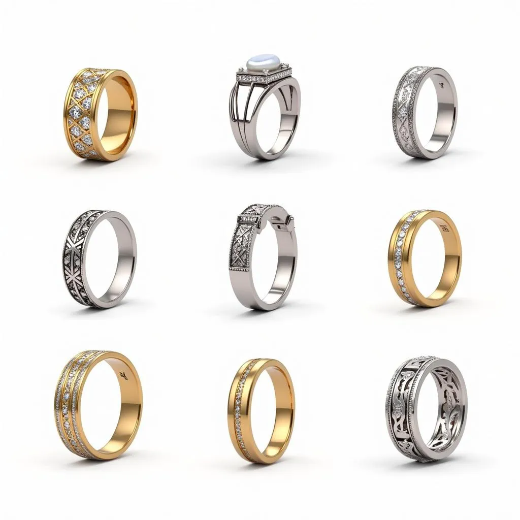 Art Deco Wedding Bands with Geometric Patterns