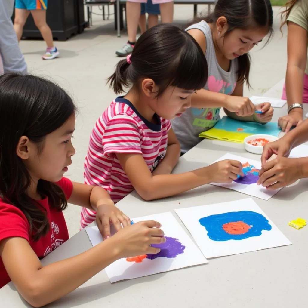 Children enjoying hands-on art projects at the Art Festival Rockville MD