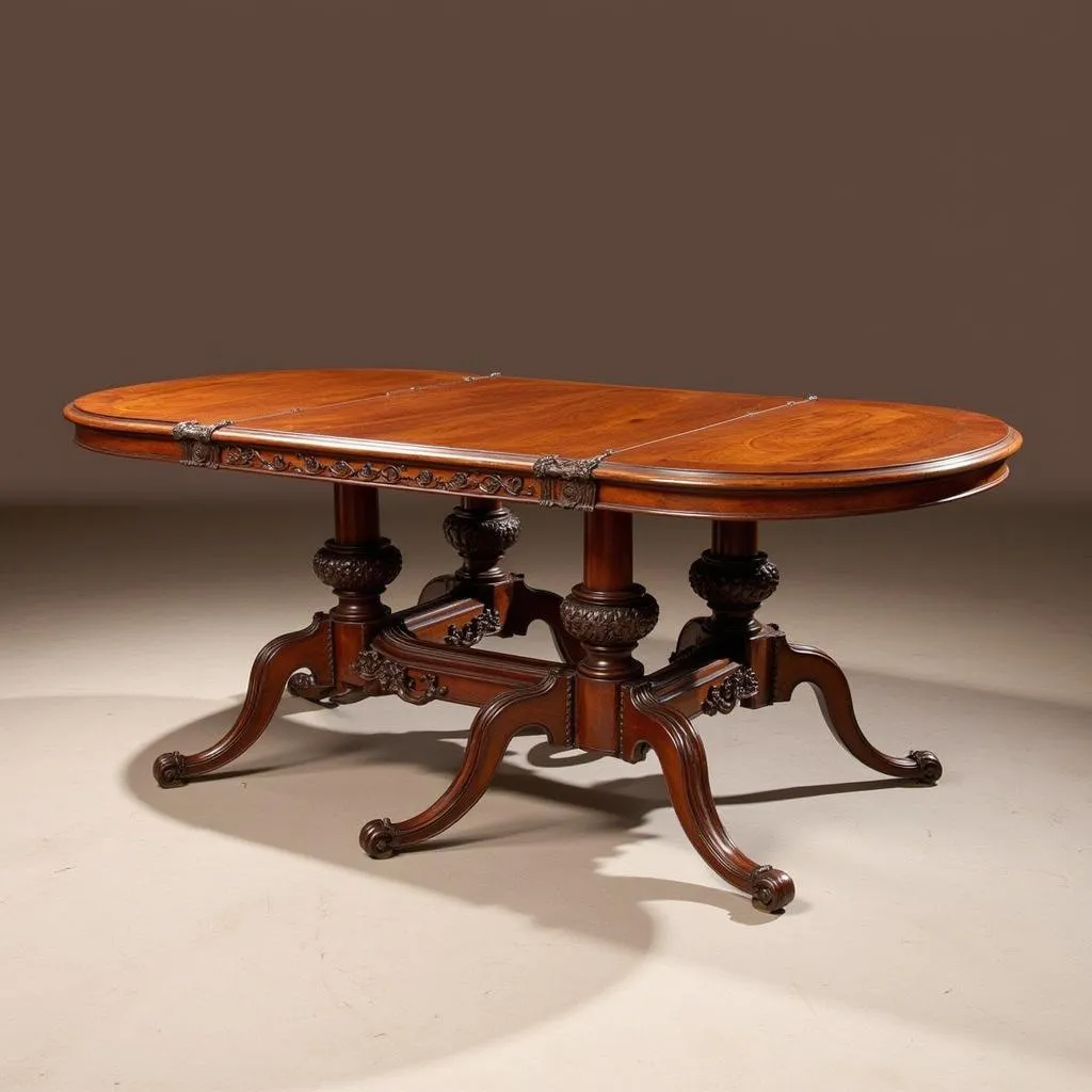 Hand-Carved Mahogany Dining Table