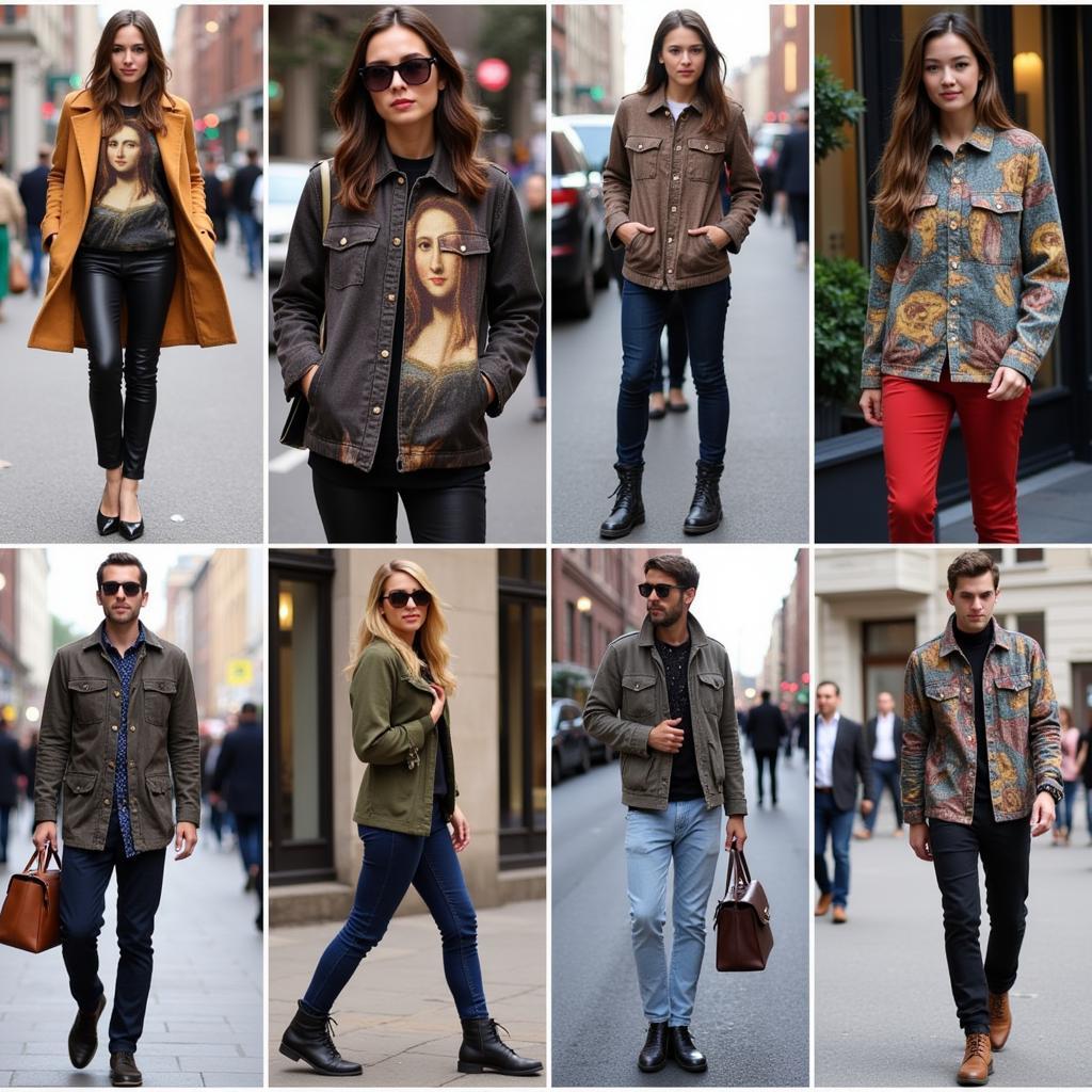 Art Gallery Flannel Street Style: Individuals showcasing their unique style with art-inspired flannel shirts.