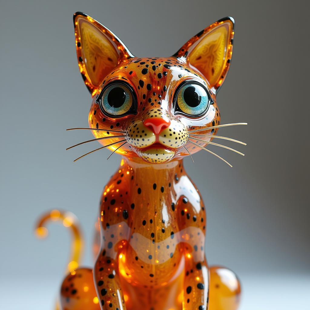 Art Glass Cat Sculpture