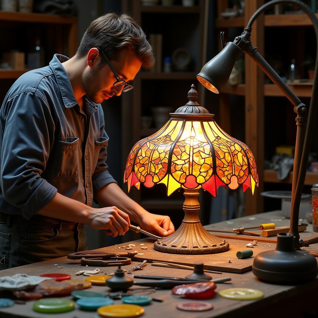 The Art Glass Lamp Making Process - Soldering the Shade