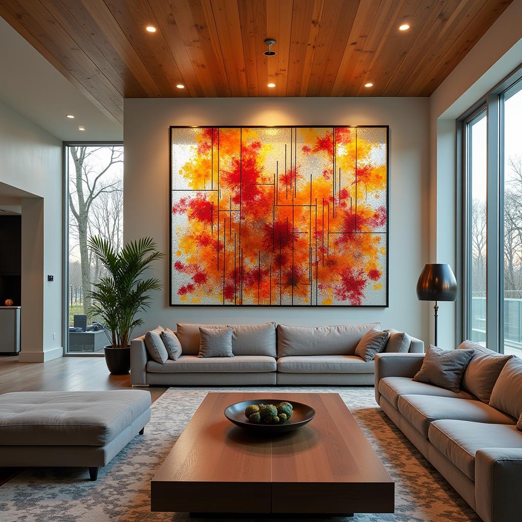 Modern Home Art Glass Panel Installation