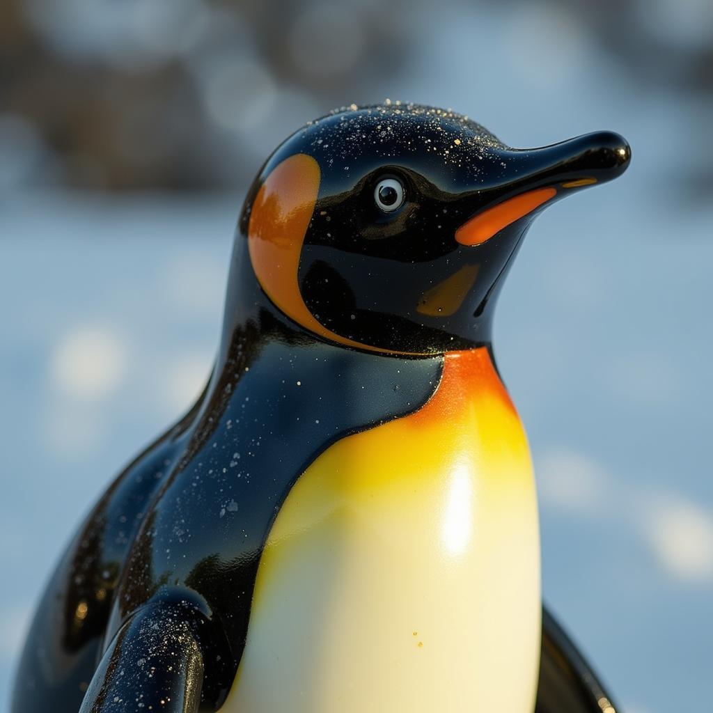 Close-Up of an Art Glass Penguin's Unique Characteristics