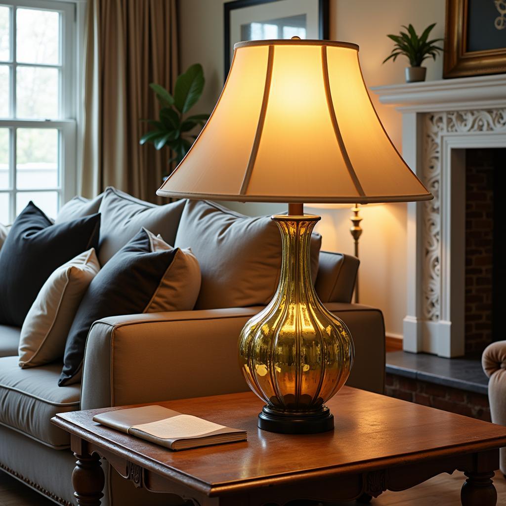 Art Glass Table Lamp in a Living Room Setting