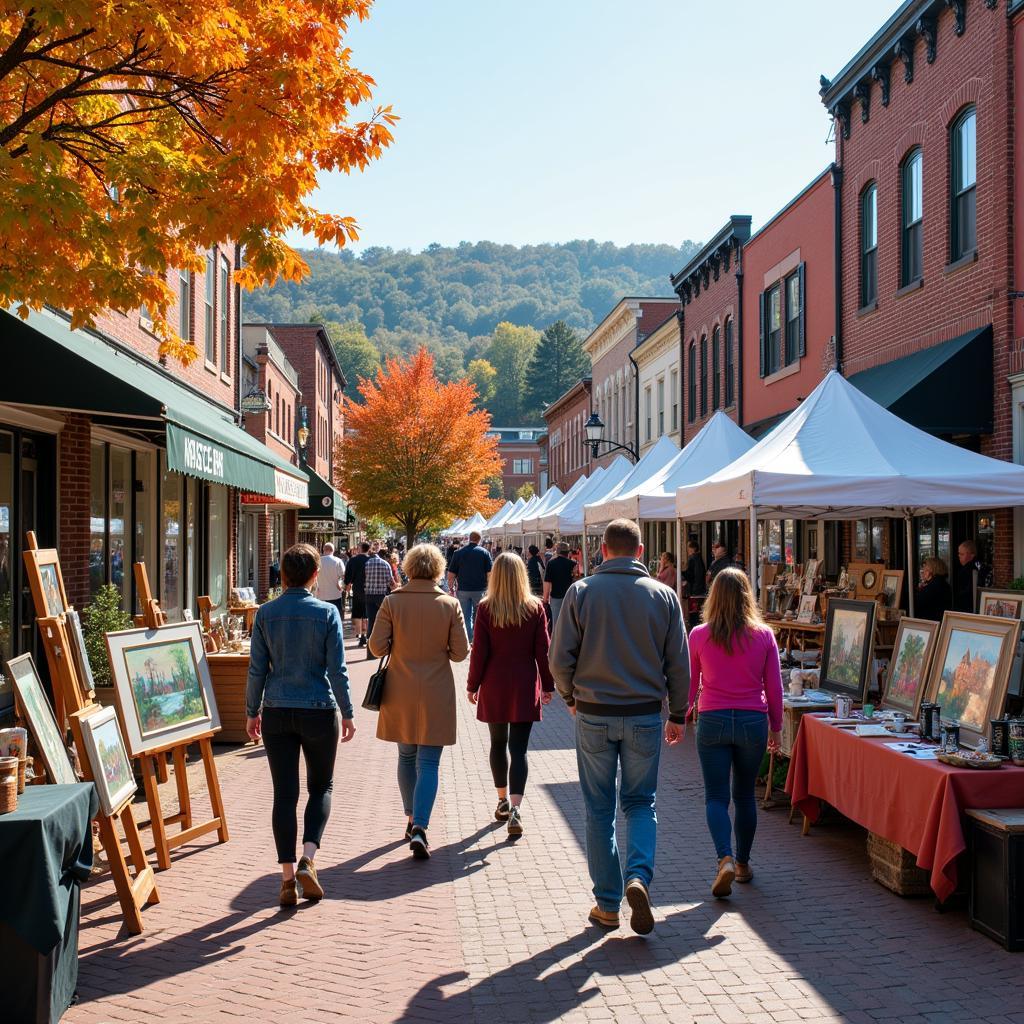 Artists showcasing their work at the Art in Autumn Weaverville street fair