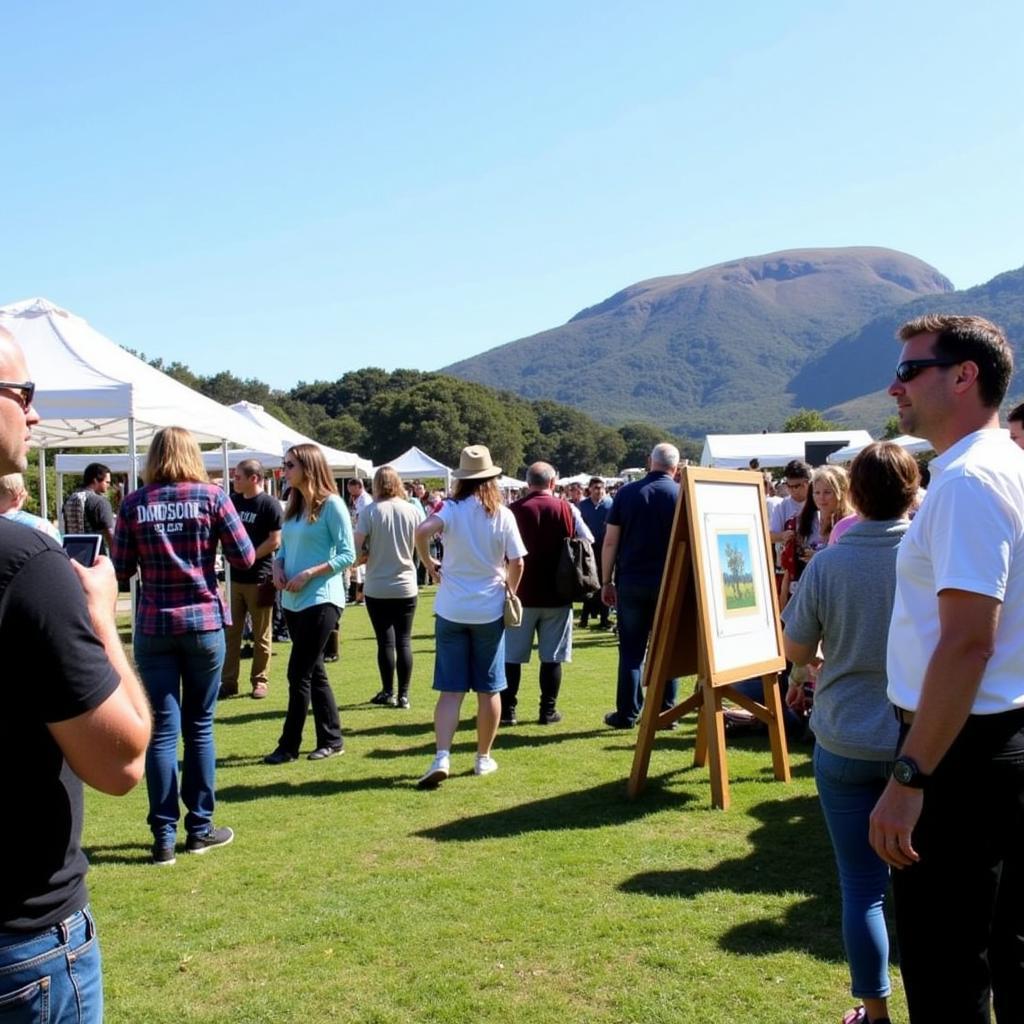 Visitors Enjoying Art at Morro Bay Park