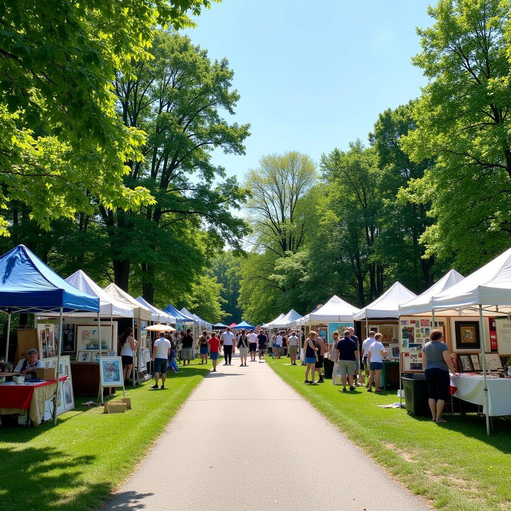 Artists displaying their work at Art in the Park Rockford MI