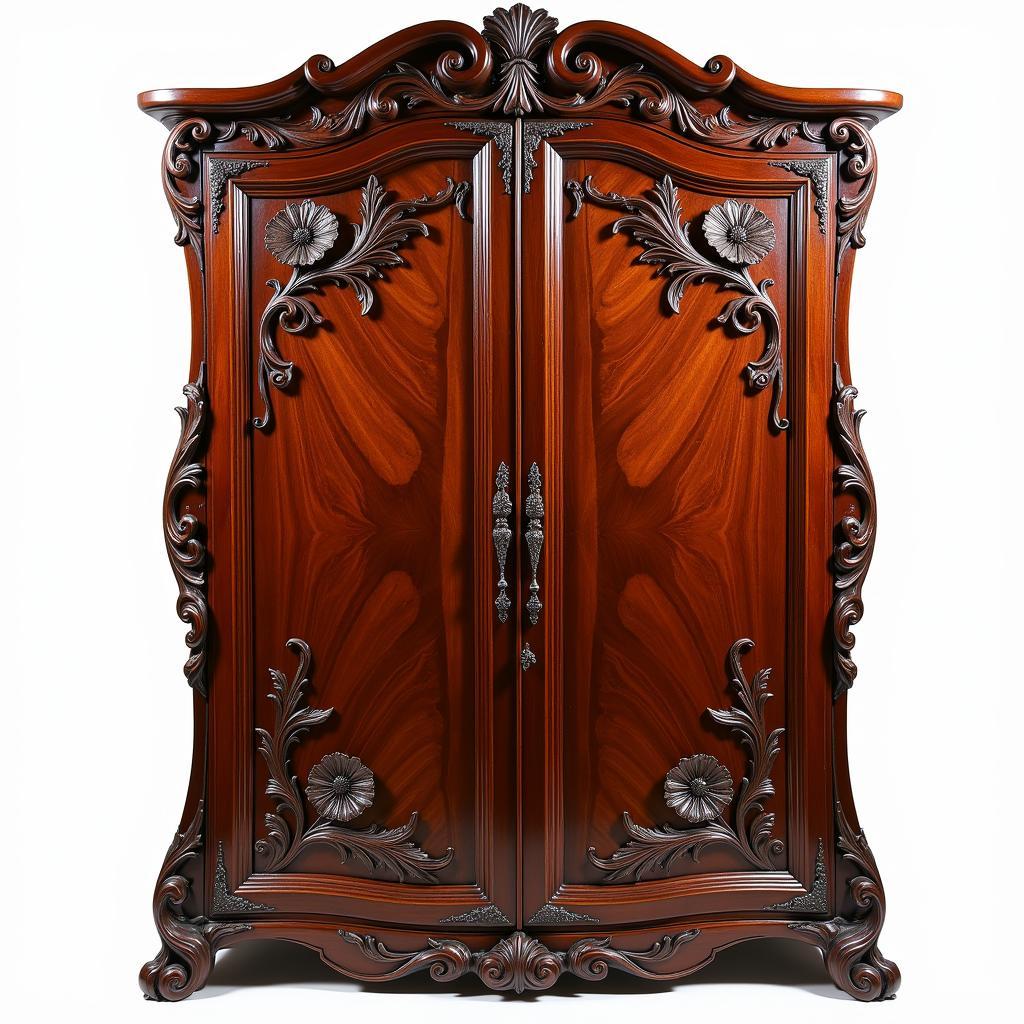 Art Nouveau Cabinet with Intricate Floral Carvings