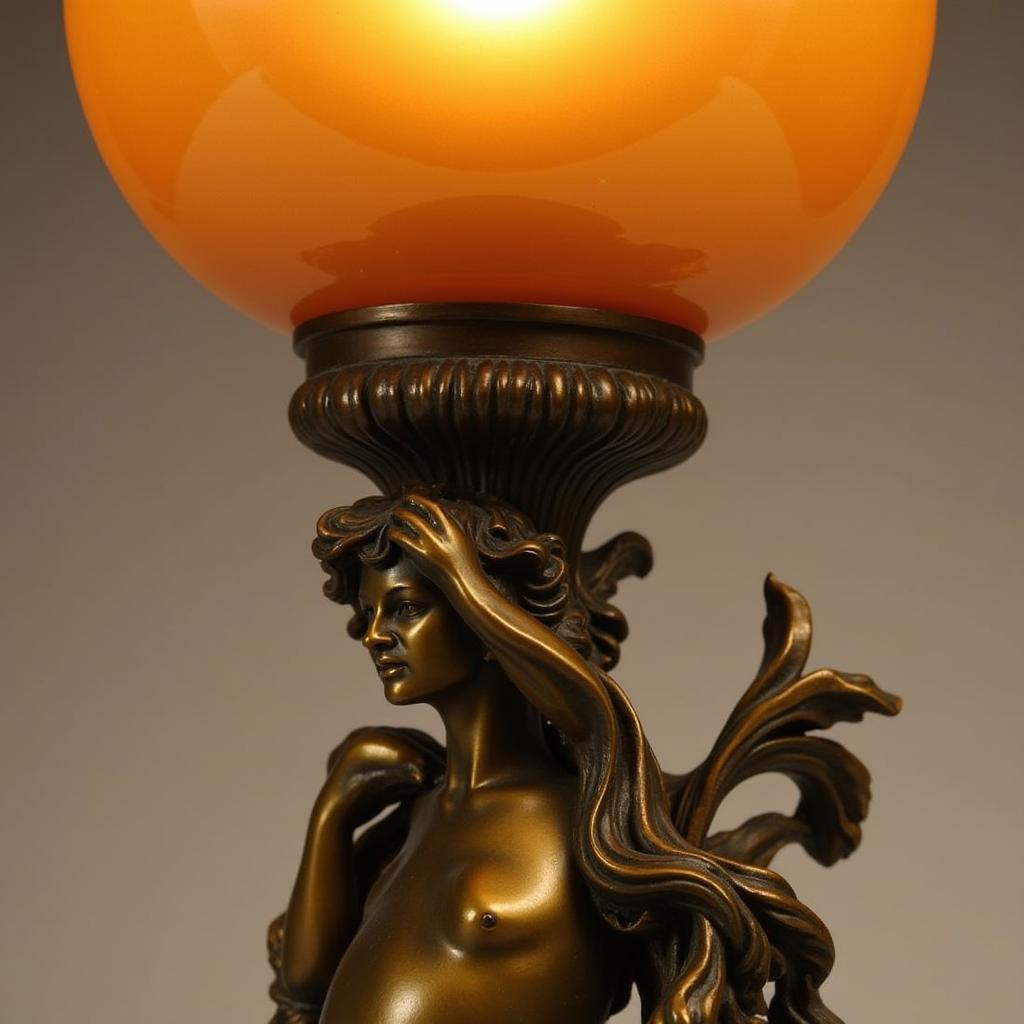 Art Nouveau Desk Lamp with Bronze Base