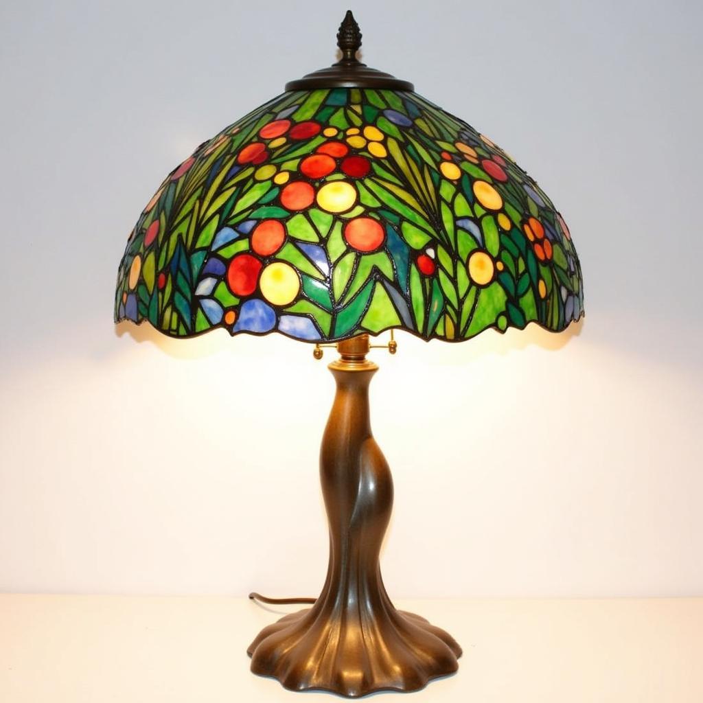 Tiffany Style Art Nouveau Table Lamp with Floral Design