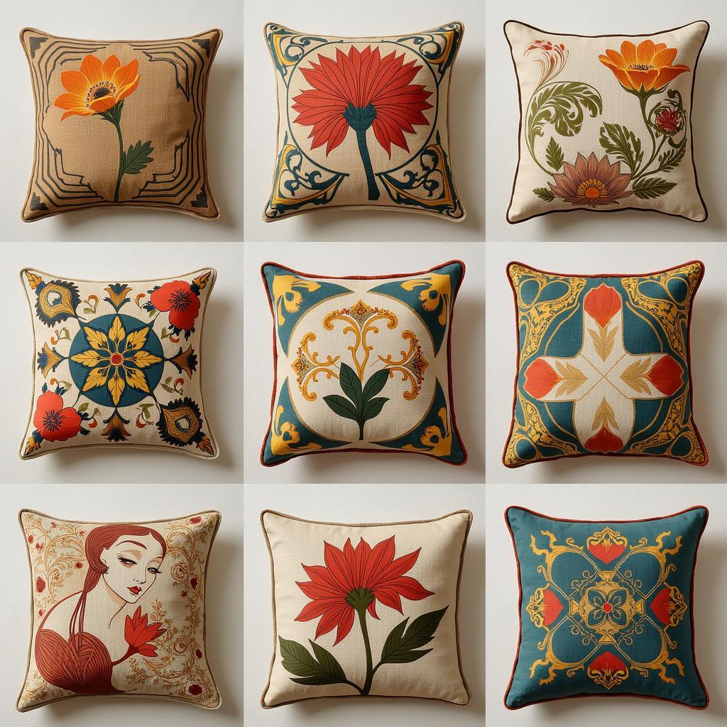 Art Nouveau Pillow Designs: Exploring Various Patterns and Colors