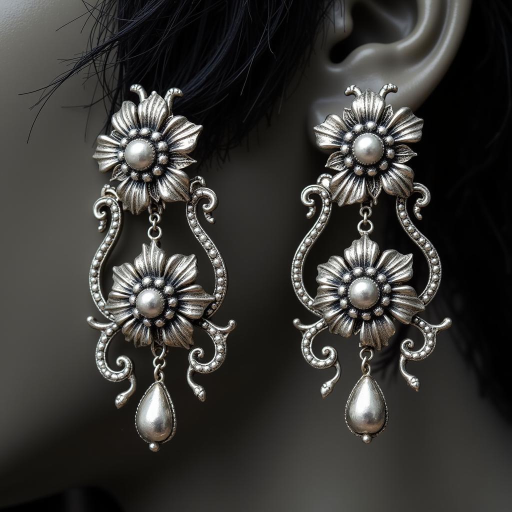 Art Nouveau Silver Earrings: Nature-Inspired Design